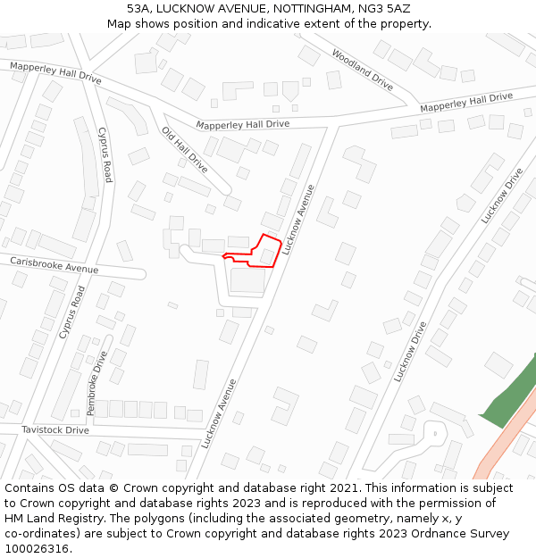 53A, LUCKNOW AVENUE, NOTTINGHAM, NG3 5AZ: Location map and indicative extent of plot