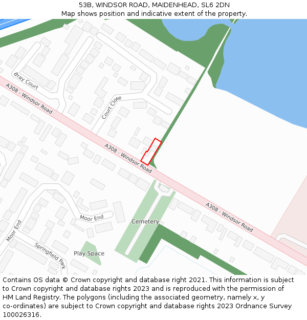 53B, WINDSOR ROAD, MAIDENHEAD, SL6 2DN: Location map and indicative extent of plot