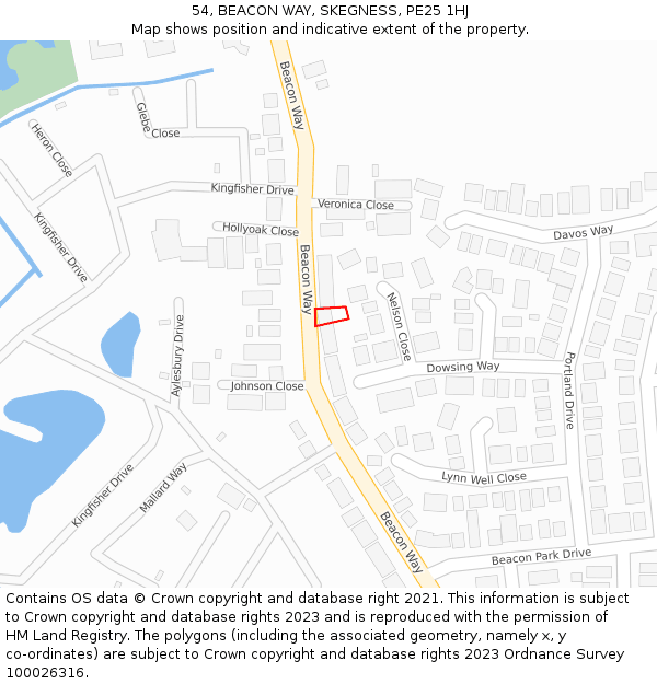 54, BEACON WAY, SKEGNESS, PE25 1HJ: Location map and indicative extent of plot