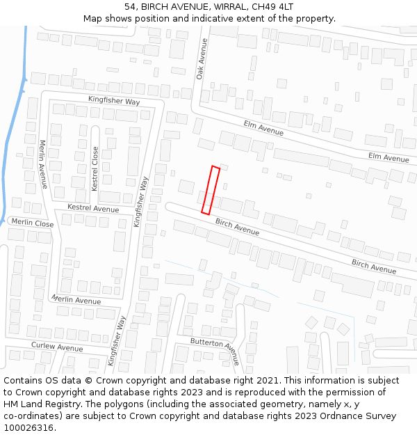 54, BIRCH AVENUE, WIRRAL, CH49 4LT: Location map and indicative extent of plot