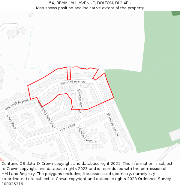 54, BRAMHALL AVENUE, BOLTON, BL2 4EU: Location map and indicative extent of plot