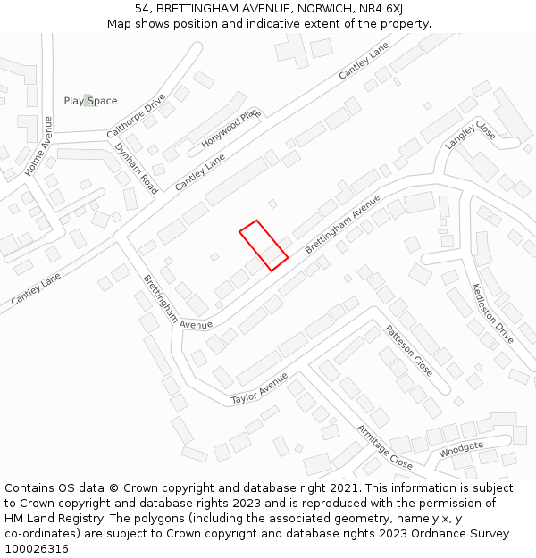 54, BRETTINGHAM AVENUE, NORWICH, NR4 6XJ: Location map and indicative extent of plot