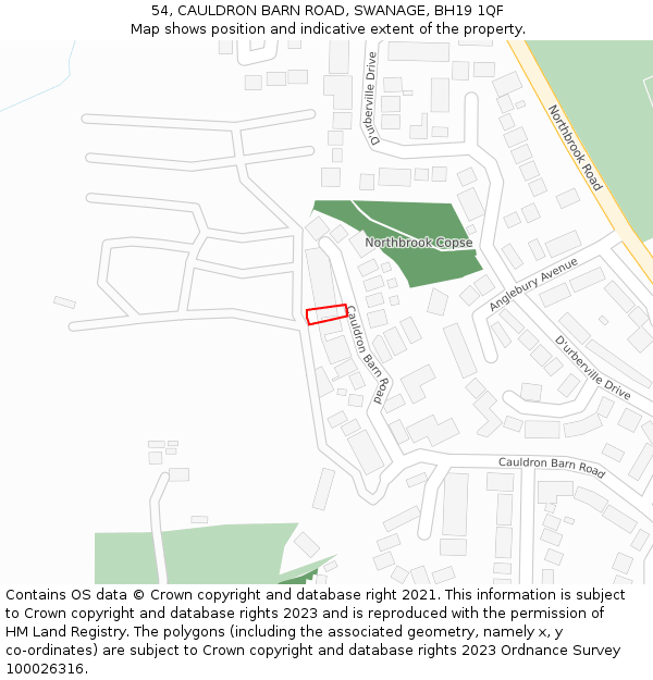 54, CAULDRON BARN ROAD, SWANAGE, BH19 1QF: Location map and indicative extent of plot