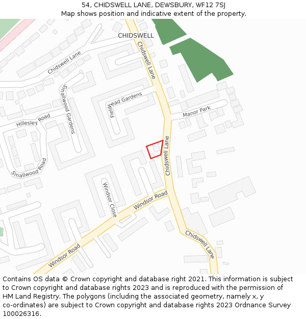 54, CHIDSWELL LANE, DEWSBURY, WF12 7SJ: Location map and indicative extent of plot