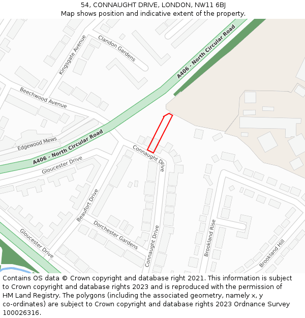 54, CONNAUGHT DRIVE, LONDON, NW11 6BJ: Location map and indicative extent of plot
