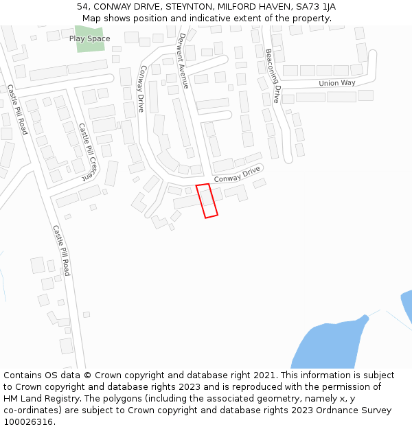 54, CONWAY DRIVE, STEYNTON, MILFORD HAVEN, SA73 1JA: Location map and indicative extent of plot