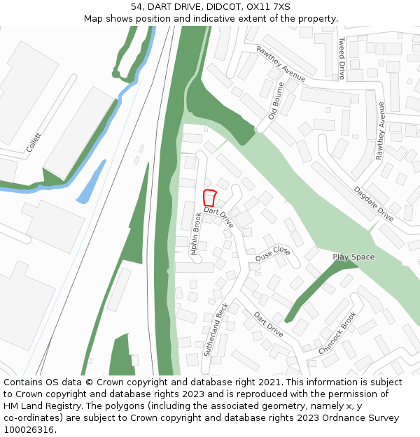 54, DART DRIVE, DIDCOT, OX11 7XS: Location map and indicative extent of plot