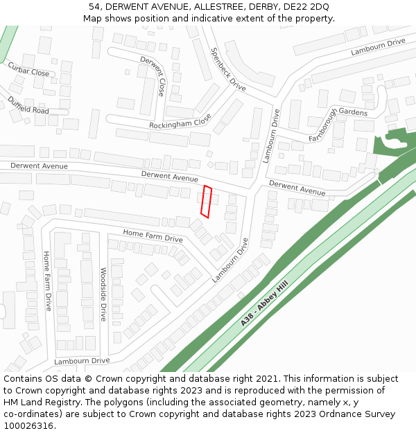 54, DERWENT AVENUE, ALLESTREE, DERBY, DE22 2DQ: Location map and indicative extent of plot
