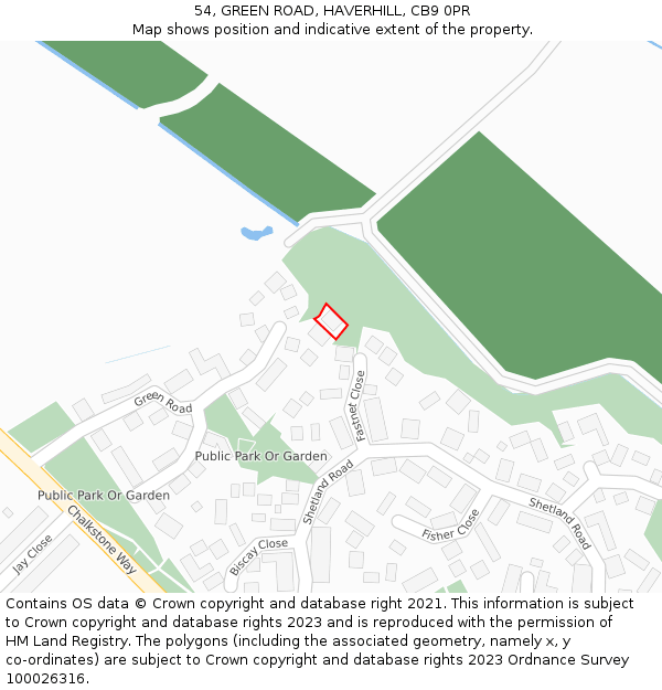 54, GREEN ROAD, HAVERHILL, CB9 0PR: Location map and indicative extent of plot