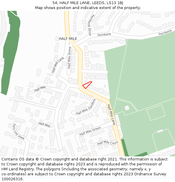 54, HALF MILE LANE, LEEDS, LS13 1BJ: Location map and indicative extent of plot