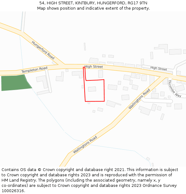 54, HIGH STREET, KINTBURY, HUNGERFORD, RG17 9TN: Location map and indicative extent of plot