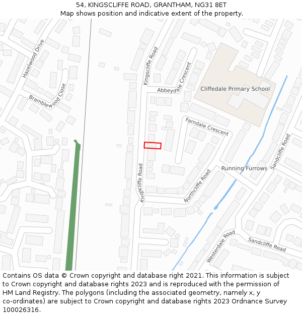 54, KINGSCLIFFE ROAD, GRANTHAM, NG31 8ET: Location map and indicative extent of plot