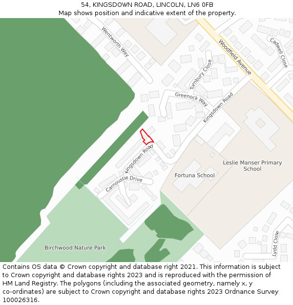 54, KINGSDOWN ROAD, LINCOLN, LN6 0FB: Location map and indicative extent of plot