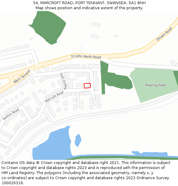 54, MARCROFT ROAD, PORT TENNANT, SWANSEA, SA1 8NH: Location map and indicative extent of plot