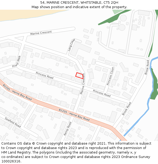 54, MARINE CRESCENT, WHITSTABLE, CT5 2QH: Location map and indicative extent of plot