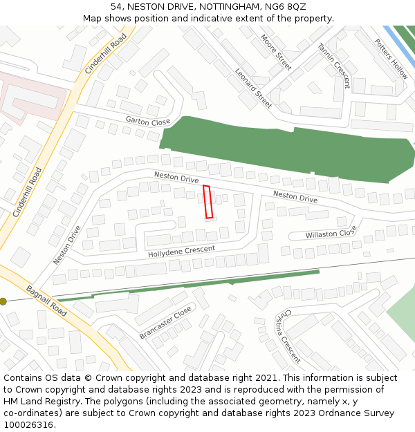 54, NESTON DRIVE, NOTTINGHAM, NG6 8QZ: Location map and indicative extent of plot