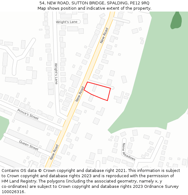 54, NEW ROAD, SUTTON BRIDGE, SPALDING, PE12 9RQ: Location map and indicative extent of plot