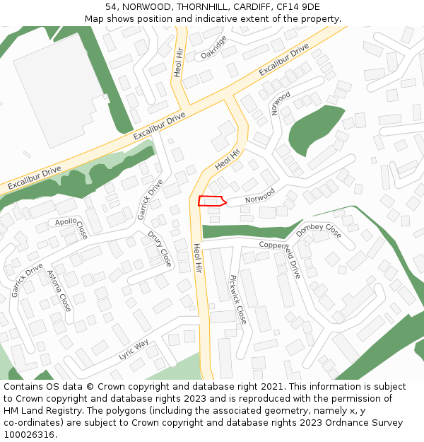 54, NORWOOD, THORNHILL, CARDIFF, CF14 9DE: Location map and indicative extent of plot