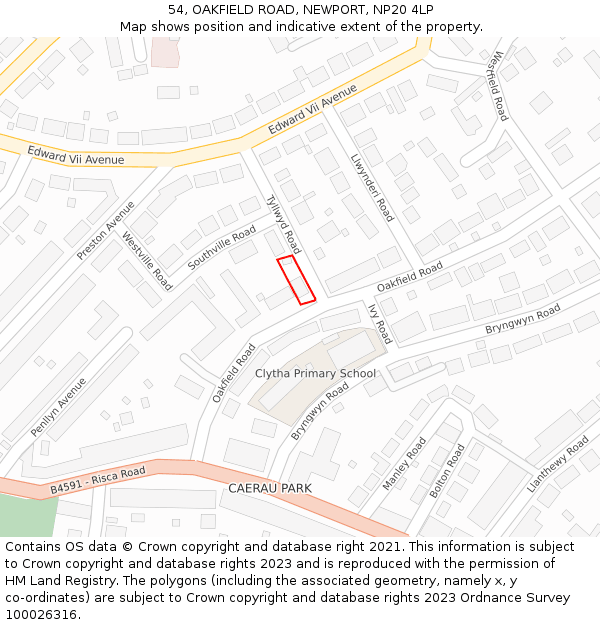 54, OAKFIELD ROAD, NEWPORT, NP20 4LP: Location map and indicative extent of plot