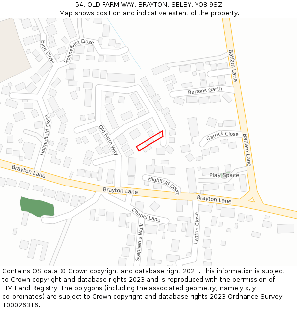 54, OLD FARM WAY, BRAYTON, SELBY, YO8 9SZ: Location map and indicative extent of plot