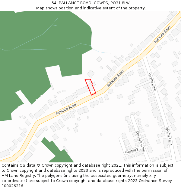 54, PALLANCE ROAD, COWES, PO31 8LW: Location map and indicative extent of plot