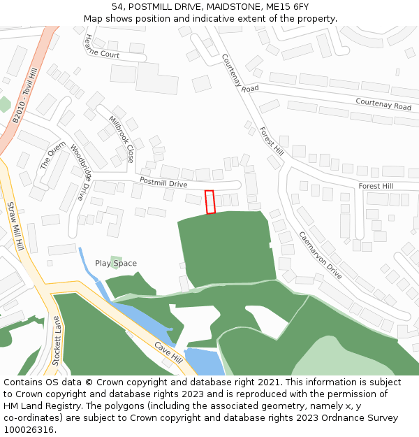 54, POSTMILL DRIVE, MAIDSTONE, ME15 6FY: Location map and indicative extent of plot
