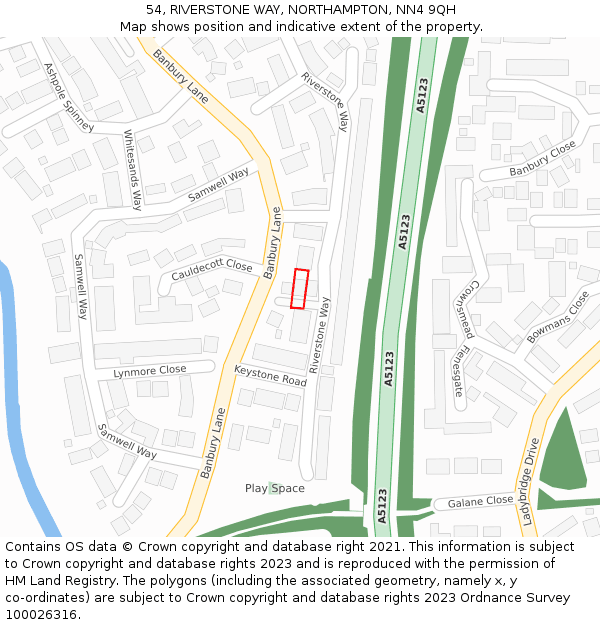 54, RIVERSTONE WAY, NORTHAMPTON, NN4 9QH: Location map and indicative extent of plot