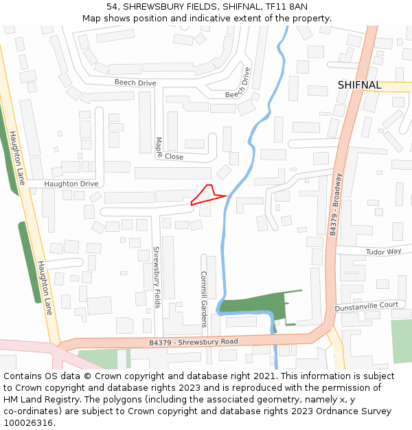 54, SHREWSBURY FIELDS, SHIFNAL, TF11 8AN: Location map and indicative extent of plot