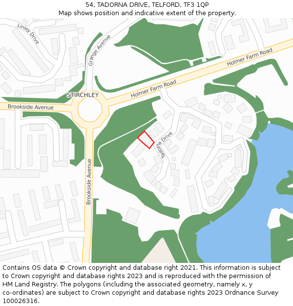 54, TADORNA DRIVE, TELFORD, TF3 1QP: Location map and indicative extent of plot