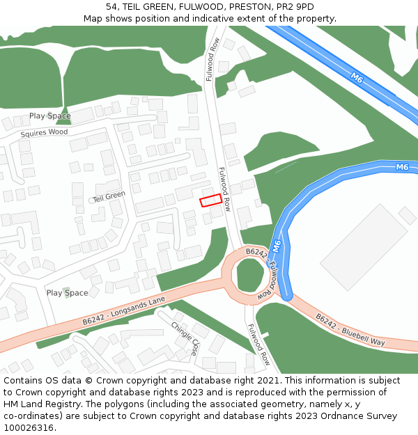 54, TEIL GREEN, FULWOOD, PRESTON, PR2 9PD: Location map and indicative extent of plot
