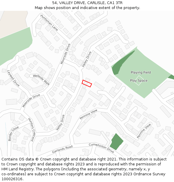 54, VALLEY DRIVE, CARLISLE, CA1 3TR: Location map and indicative extent of plot