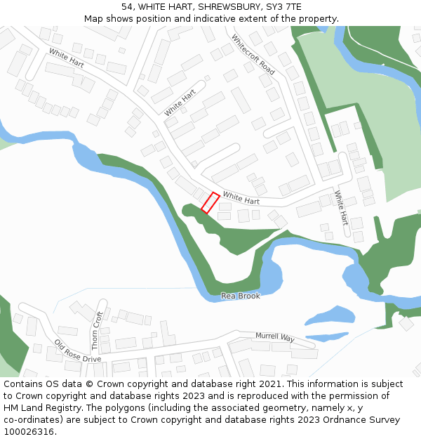 54, WHITE HART, SHREWSBURY, SY3 7TE: Location map and indicative extent of plot