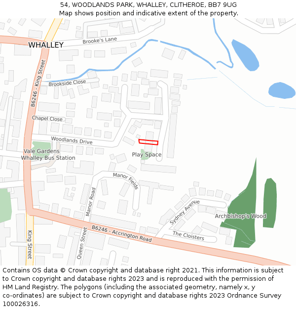 54, WOODLANDS PARK, WHALLEY, CLITHEROE, BB7 9UG: Location map and indicative extent of plot