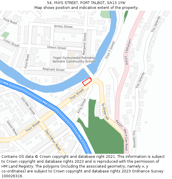 54, YNYS STREET, PORT TALBOT, SA13 1YW: Location map and indicative extent of plot