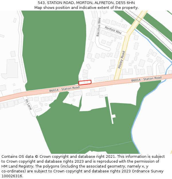 543, STATION ROAD, MORTON, ALFRETON, DE55 6HN: Location map and indicative extent of plot