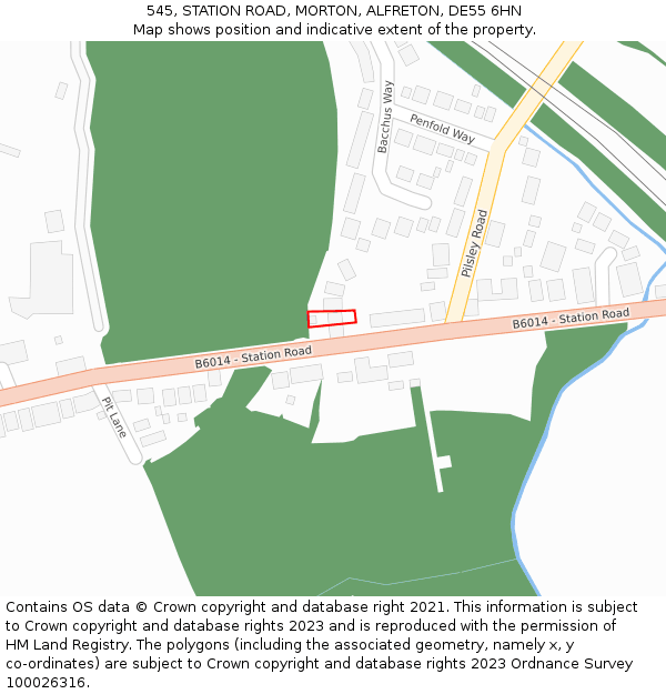 545, STATION ROAD, MORTON, ALFRETON, DE55 6HN: Location map and indicative extent of plot