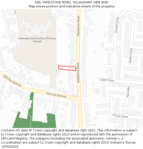 546, MAIDSTONE ROAD, GILLINGHAM, ME8 0NW: Location map and indicative extent of plot