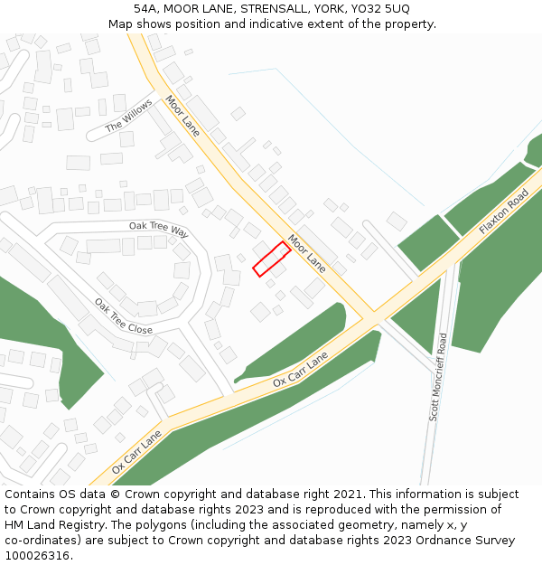 54A, MOOR LANE, STRENSALL, YORK, YO32 5UQ: Location map and indicative extent of plot