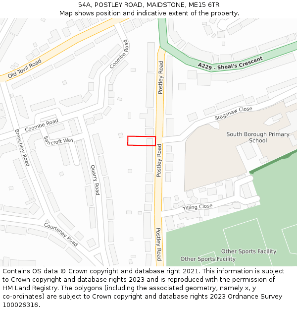 54A, POSTLEY ROAD, MAIDSTONE, ME15 6TR: Location map and indicative extent of plot