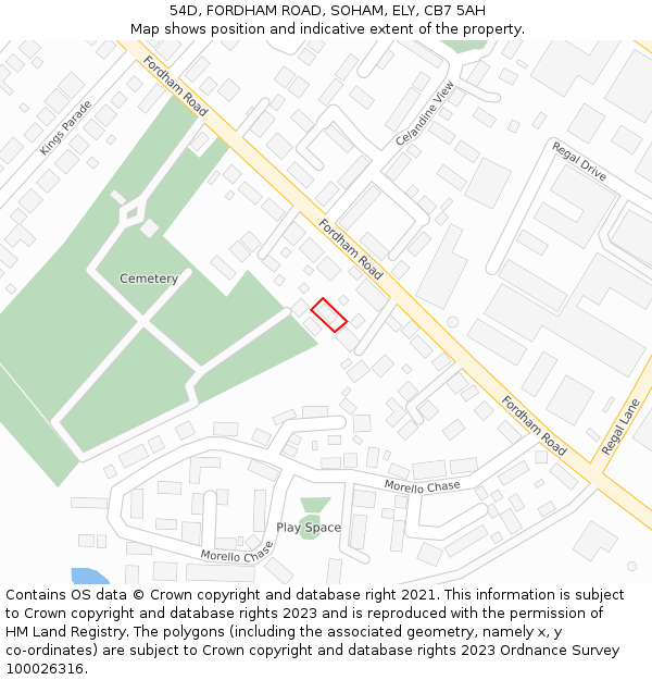 54D, FORDHAM ROAD, SOHAM, ELY, CB7 5AH: Location map and indicative extent of plot