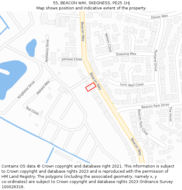 55, BEACON WAY, SKEGNESS, PE25 1HJ: Location map and indicative extent of plot