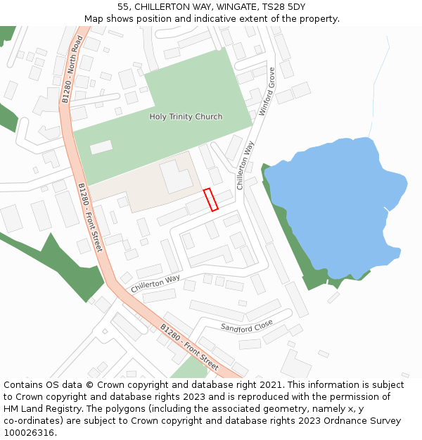 55, CHILLERTON WAY, WINGATE, TS28 5DY: Location map and indicative extent of plot