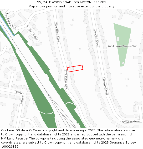 55, DALE WOOD ROAD, ORPINGTON, BR6 0BY: Location map and indicative extent of plot