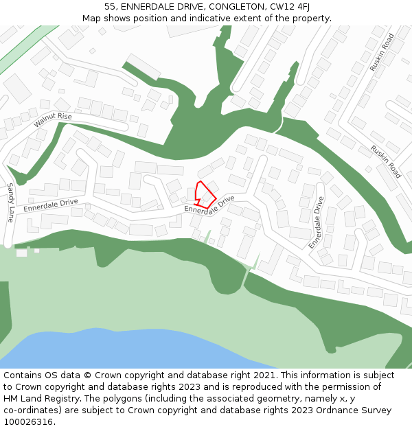55, ENNERDALE DRIVE, CONGLETON, CW12 4FJ: Location map and indicative extent of plot