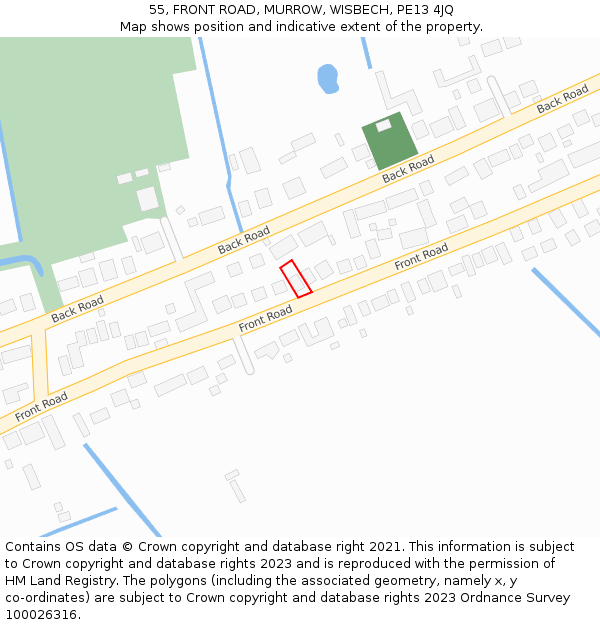 55, FRONT ROAD, MURROW, WISBECH, PE13 4JQ: Location map and indicative extent of plot