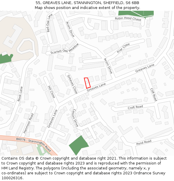55, GREAVES LANE, STANNINGTON, SHEFFIELD, S6 6BB: Location map and indicative extent of plot