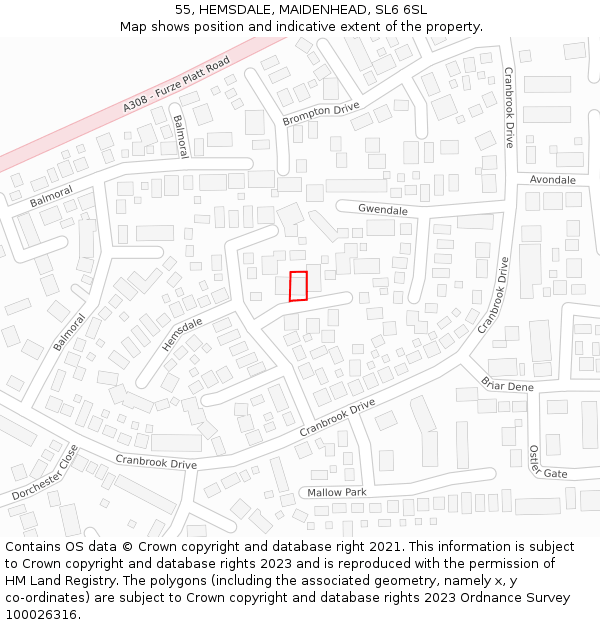 55, HEMSDALE, MAIDENHEAD, SL6 6SL: Location map and indicative extent of plot