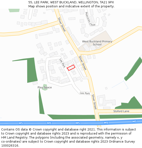 55, LEE PARK, WEST BUCKLAND, WELLINGTON, TA21 9PX: Location map and indicative extent of plot
