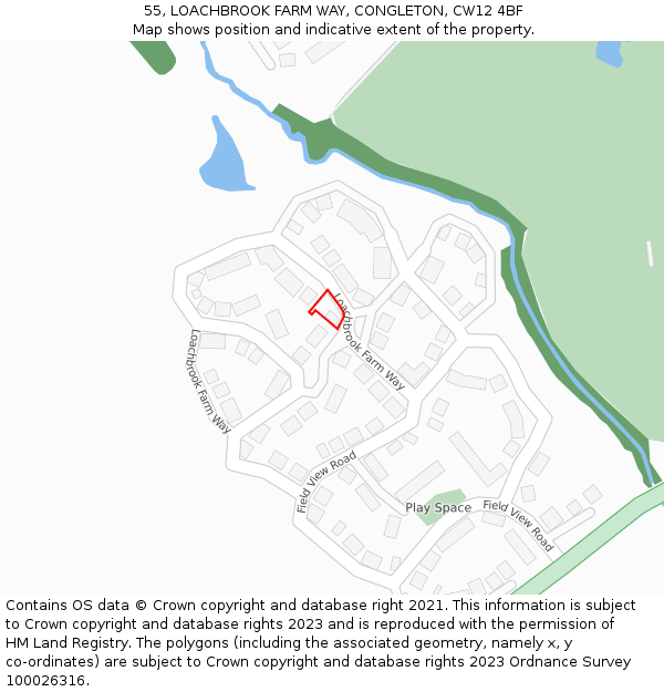 55, LOACHBROOK FARM WAY, CONGLETON, CW12 4BF: Location map and indicative extent of plot
