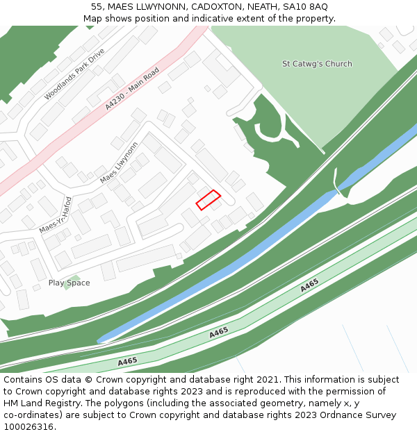 55, MAES LLWYNONN, CADOXTON, NEATH, SA10 8AQ: Location map and indicative extent of plot